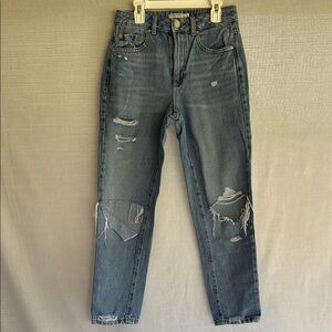 Garage Womens Juniors Mom Jeans Straight Leg Distressed Size 01/25